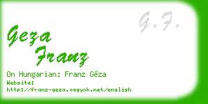 geza franz business card